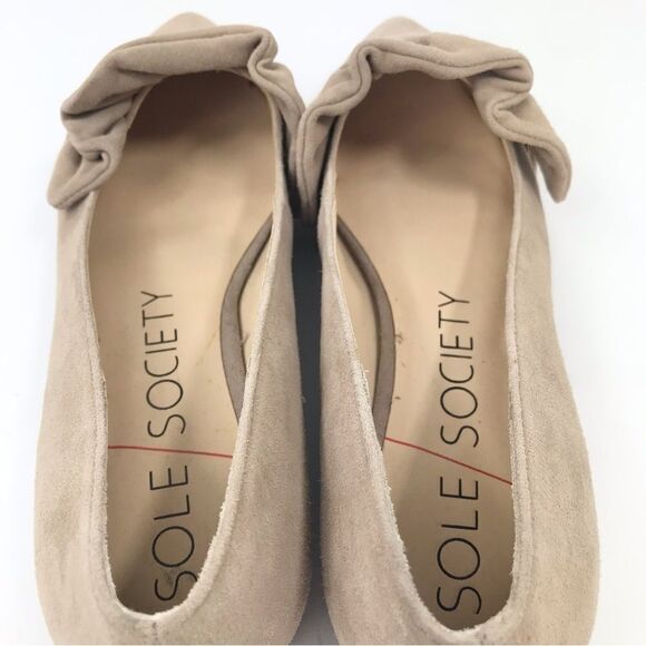 Sole Society KAMBER Tan Suede Leather Ruffle Pointed Toe Slip On Ballet Flat NEW - Picture 8 of 16